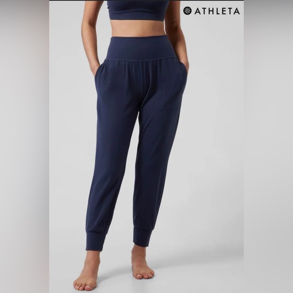 Athleta Blue Track Pants with Elastic Waistband
